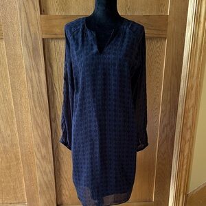 CAbi Navy Geometric Midi Dress